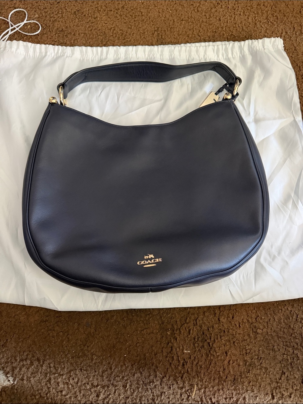 Coach Black Leather Hobo with Gold Hardware